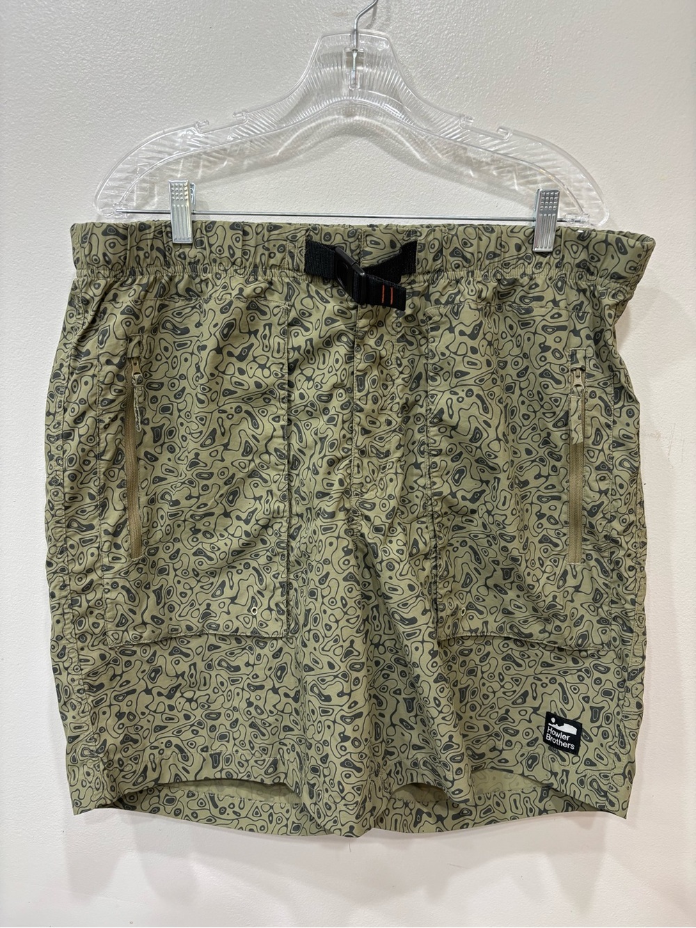 Howler Brothers Olive Green Patterned Athletic Shorts